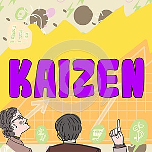 Handwriting text Kaizen. Business showcase a Japanese business philosophy of improvement of working practices