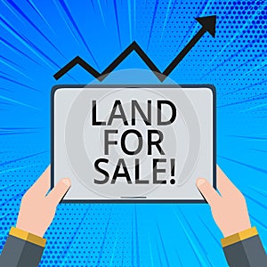 Handwriting text Land For Sale. Concept meaning Real Estate Lot Selling Developers Realtors Investment.