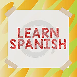 Handwriting text Learn Spanish. Word Written on Translation Language in Spain Vocabulary Dialect Speech