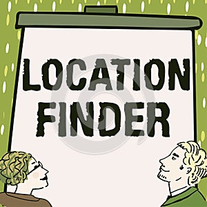 Handwriting text Location FinderA service featured to find the address of a selected place. Word Written on A service