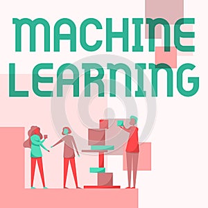 Handwriting text Machine Learning. Business showcase the concept that a computer can learn new data itself Three