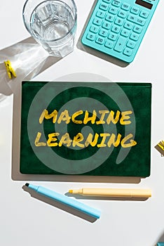 Handwriting text Machine Learning. Word Written on the concept that a computer can learn new data itself