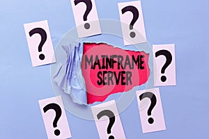 Handwriting text Mainframe Server. Word for designed for processing large amounts of information Brainstorming New Ideas