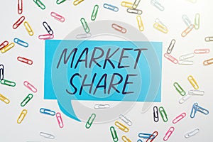 Handwriting text Market Share. Business overview The portion of a market controlled by a particular company