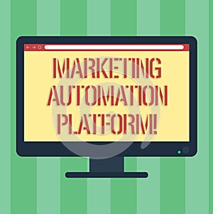 Handwriting text Marketing Automation Platform. Concept meaning automate repetitive task related to marketing Blank