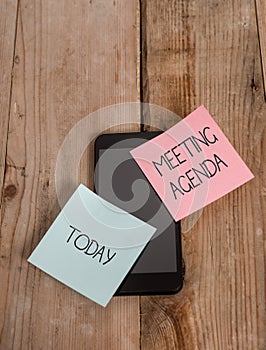 Handwriting text Meeting Agenda. Concept meaning An agenda sets clear expectations for what needs to a meeting