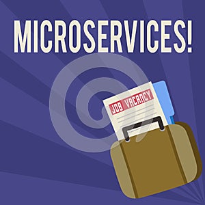 Handwriting text Microservices. Concept meaning Software development technique Decomposing an application Announcement