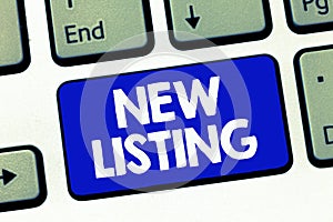Handwriting text New Listing. Concept meaning Renew plans goals showing involved resolutions objectives