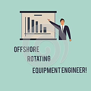 Handwriting text Offshore Rotating Equipment Engineer. Concept meaning Oil and gas industry engineering Man in Business Suit