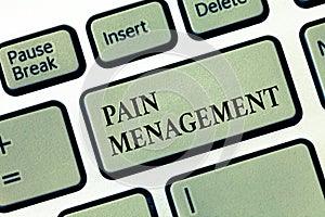 Handwriting text Pain Management. Concept meaning a branch of medicine employing an interdisciplinary approach