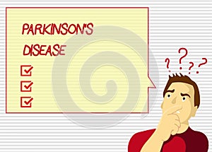 Handwriting text Parkinson s is Disease. Concept meaning nervous system disorder that affects movement