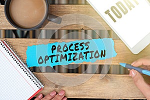 Handwriting text Process Optimization. Concept meaning Improve Organizations Efficiency Maximize Throughput