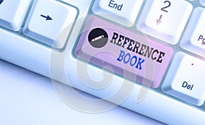 Handwriting text Reference Book. Concept meaning book to be consulted for information on specific matters