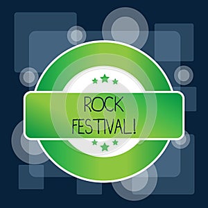 Handwriting text Rock Festival. Concept meaning Largescale rock music concert featuring heavy metals genre Colored Round photo