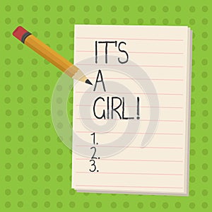 Handwriting text It S Is A Girl. Concept meaning Expecting a baby cute pastel colors a lot of pink.
