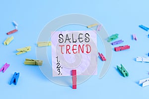 Handwriting text Sales Trend. Concept meaning Composite data of a company s is annual sales and employment Colored