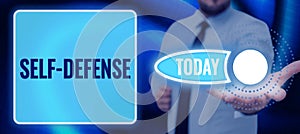 Handwriting text Self Defense. Business idea the act of defending one& x27;s person when physically attacked