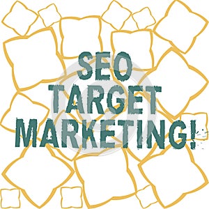 Handwriting text Seo Target Marketing. Concept meaning Connecting with a specific group within that market Ribbon Strips