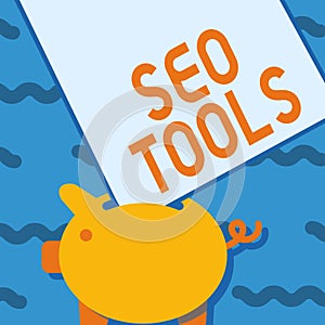 Conceptual display Seo Tools. Concept meaning process of affecting online visibility of website or page Piggy Bank