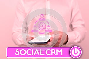 Handwriting text Social Crm. Business showcase Customer relationship management used to engage with customers