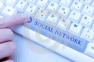 Handwriting text Social Network. Business showcase a framework of individual linked by interan individualal relationship photo