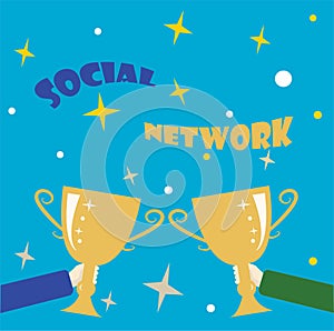 Handwriting text Social Network. Word Written on a framework of individual linked by interan individualal relationship photo
