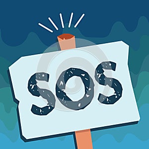 Handwriting text Sos. Concept meaning Urgent appeal for help International code signal of extreme distress
