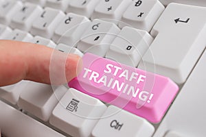 Handwriting text Staff Training. Concept meaning learn specific knowledge improve perforanalysisce in current roles