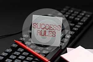 Handwriting text Success Rules. Word for able to achieve all the goals that you have set for yourself Publishing