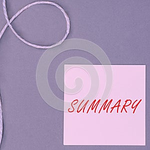 Handwriting text Summary. Conceptual photo Brief Statement Abstract Synopsis Concise Abbreviated version