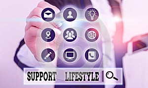 Handwriting text Support Lifestyle. Concept meaning habits that are typical of them or are chosen by them.