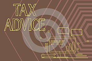 Handwriting text Tax Advice. Internet Concept tax agent service with advanced training and knowledge of tax law Computer