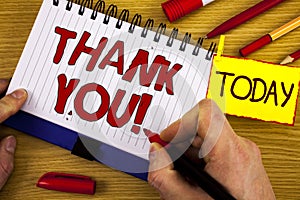 Handwriting text Thank You Motivational Call. Concept meaning Appreciation greeting Acknowledgment Gratitude written by Marker in