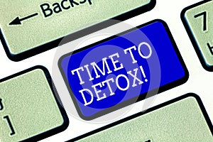 Handwriting text Time To Detox. Concept meaning Moment for Diet Nutrition health Addiction treatment cleanse Keyboard