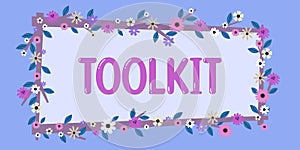 Handwriting text Toolkit. Business idea set of tools kept in a bag or box and used for a particular purpose