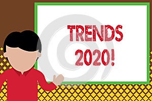 Handwriting text Trends 2020. Concept meaning general direction in which something is developing or changing Young man