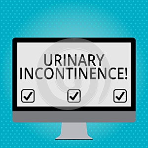 Handwriting text Urinary Incontinence. Concept meaning uncontrolled leakage of urine Loss of bladder control Blank White