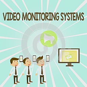 Handwriting text Video Monitoring Systems. Concept meaning Surveillance Transmit capture Image to Digital Link SMS Email