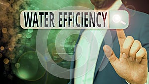 Handwriting text Water Efficiency. Concept meaning reduce water wastage by measuring amount of water required