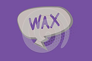 Handwriting text Wax. Concept meaning Removing unwanted hair using sticky substance secreted by honeybee