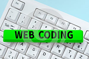 Handwriting text Web Coding. Concept meaning work involved in developing a web site for the Internet