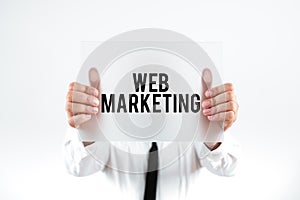 Handwriting text Web Marketing. Business idea Electronic commerce Advertising through internet Online seller