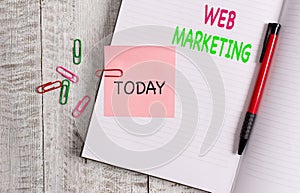 Handwriting text Web Marketing. Concept meaning Electronic commerce Advertising through internet Online seller Thick