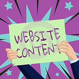 Handwriting text Website Content. Concept meaning single most important and soughtafter commodity on the web Hands photo
