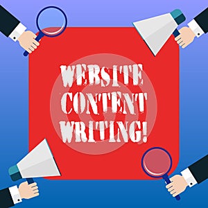 Handwriting text Website Content Writing. Concept meaning writing an informative content for a websites Hu analysis