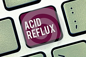 Handwriting text writing Acid Reflux. Concept meaning Condition where acid backs up from the stomach to the esophagus