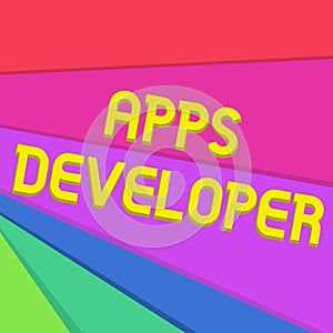 Handwriting text writing Apps Developer. Concept meaning Graphic artist Software Programmer and Analyst Experts