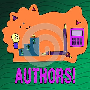 Handwriting text writing Authors. Concept meaning Writer Journalist Poet Biographer Playwright Composer Creator. photo