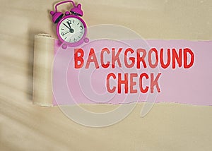 Handwriting text writing Background Check. Concept meaning way to discover issues that could affect your business