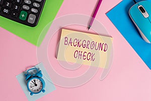 Handwriting text writing Background Check. Concept meaning way to discover issues that could affect your business Mouse